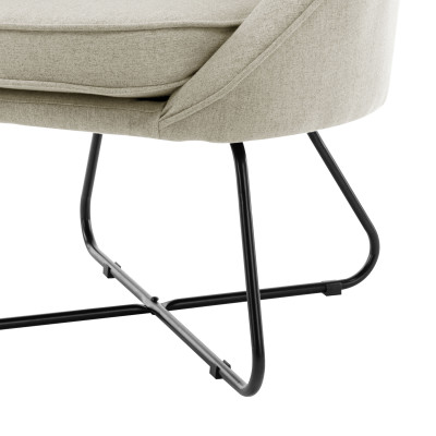 JONAS-Fauteuil lounge en tissu Coloris Lin et métal noir