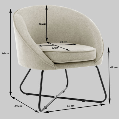 JONAS-Sillón de tela de lino y metal negro