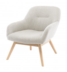MALMO-Lounge-Sessel aus Stoff Leinenfarben und Naturholz