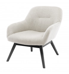 MALMO-Lounge-Sessel aus Stoff Leinenfarben und schwarz gebeizten Hevea-Füßen