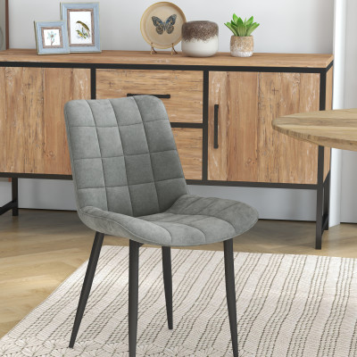 SACHA-Chaise en Velours Gris Carbone et métal noir (x4)