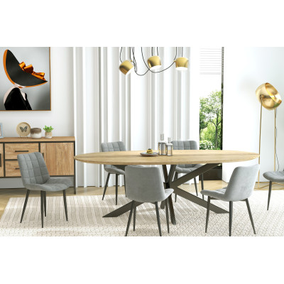 SACHA-Chaise en Velours Gris Carbone et métal noir (x4)