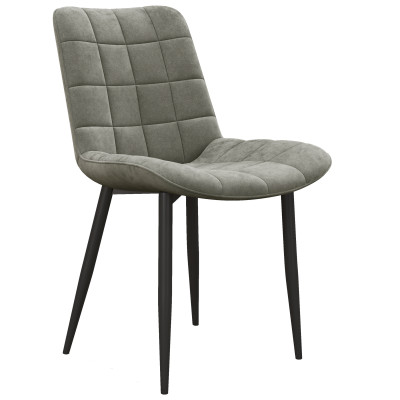 SACHA-Silla Terciopelo Gris Carbón y metal negro (x4)