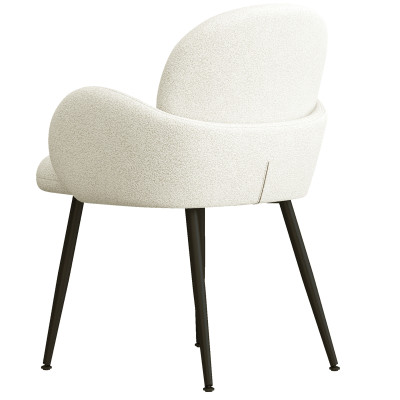 ALICE-Chaise en tissu bouclé Ecru et pieds métal noir (x2)