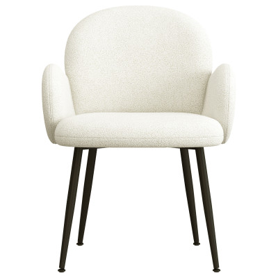 ALICE-Chaise en tissu bouclé Ecru et pieds métal noir (x2)
