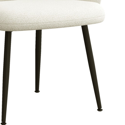 ALICE-Chaise en tissu bouclé Ecru et pieds métal noir (x2)