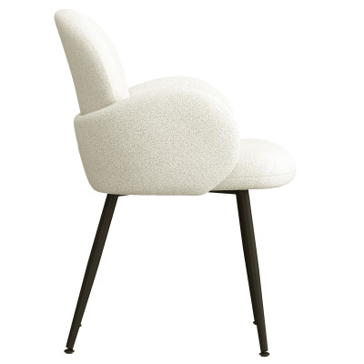 ALICE-Chaise en tissu bouclé Ecru et pieds métal noir (x2)