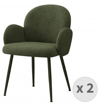 ALICE-Sedia in tessuto verde con gambe in metallo nero (x2)