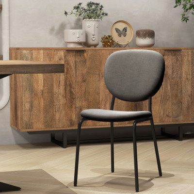 ANAIS-Chaise en Velours Gris Carbone et métal noir (x4)