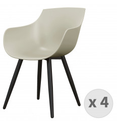 YANICE-Chaise Coque Mastic, pieds métal noir (x4)