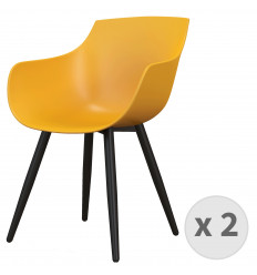 YANICE-Chaise Coque Moutarde, pieds métal noir (x2)