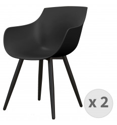 YANICE-Sedia nera, gambe in metallo nero (x2)