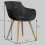 YANICE-Chaise Coque Noire, pieds métal chêne (x4)