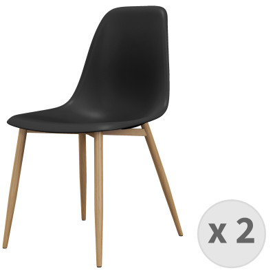 ESTER-Silla negra y metal roble (x2)