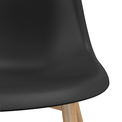 ESTER-Chaise Coque Noire et métal chêne (x2)