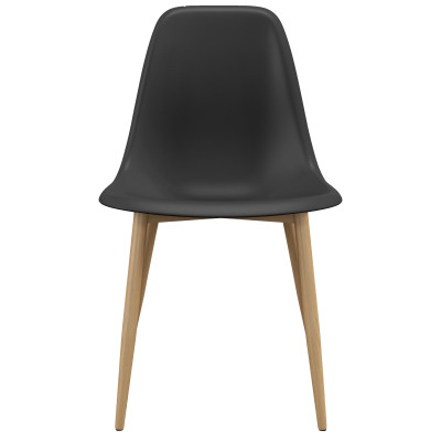 ESTER-Chaise Coque Noire et métal chêne (x2)
