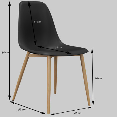 ESTER-Sedia nera e metallo rovere (x2)