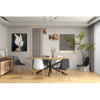 ESTER-Silla negra y metal roble (x2)