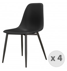 ESTER-Chaise Coque Noire, pieds noirs (x4)