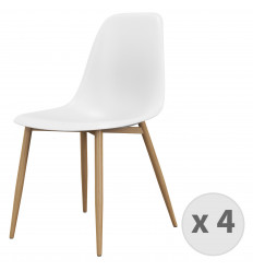 ESTER-Chaise Coque Blanche et métal chêne (x4)