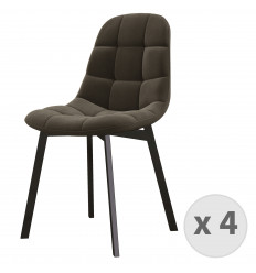 STELLIA-Sedia in velluto marrone e metallo nero (x4)