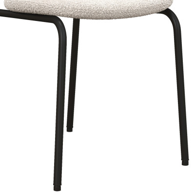 ANAIS-Chaise en tissu bouclette Ecru et métal noir (x4)