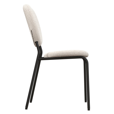 ANAIS-Silla en tejido rizo Crudo y metal negro (x4)