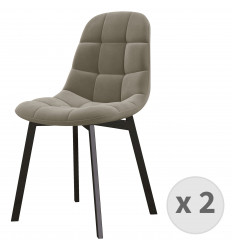 STELLIA-Chaise en Velours Taupe et métal noir (x2)