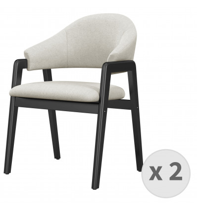 WOOL-Chaise en tissu Coloris Lin et bois noir (x2)
