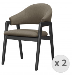 WOOL-Stuhl aus Taupefabernem stoff und schwarzes Holz (x2)