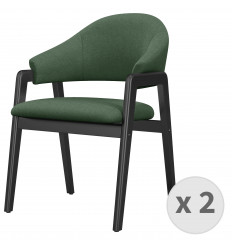 WOOL-Stuhl aus Salbeifabernem stoff und schwarzes Holz (x2)