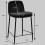 NOLAN - Chaise de bar tissu chenillé Noir et métal noir mat (x2)