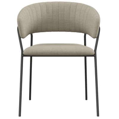 LUCA-Fauteuil de table en tissu Lin pieds métal noir (x2)