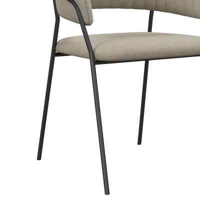 LUCA-Fauteuil de table en tissu Lin pieds métal noir (x2)