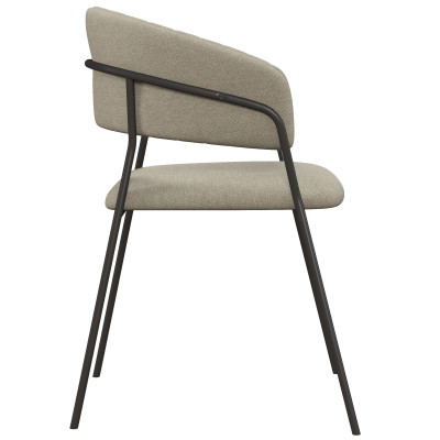 LUCA-Fauteuil de table en tissu Lin pieds métal noir (x2)