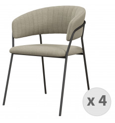 LUCA-Sillón de mesa color lino y de metal negro (x4)