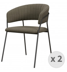 LUCA-Sillón de mesa marrón y de metal negro (x2)