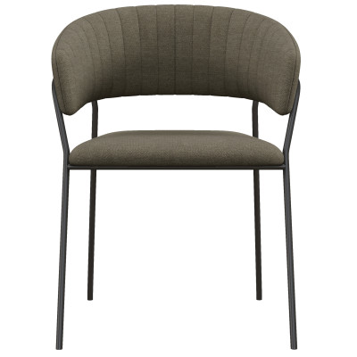 LUCA-Fauteuil de table en tissu Taupe et métal noir (x2)