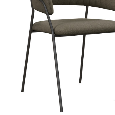 LUCA-Fauteuil de table en tissu Taupe et métal noir (x2)