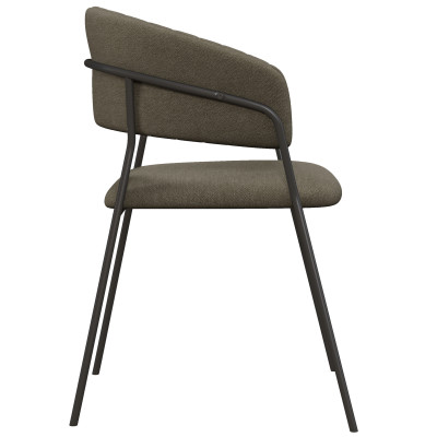 LUCA-Fauteuil de table en tissu Taupe et métal noir (x2)