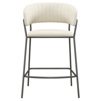 LUCA-Fauteuil de bar en tissu Vanille et métal noir (x2)