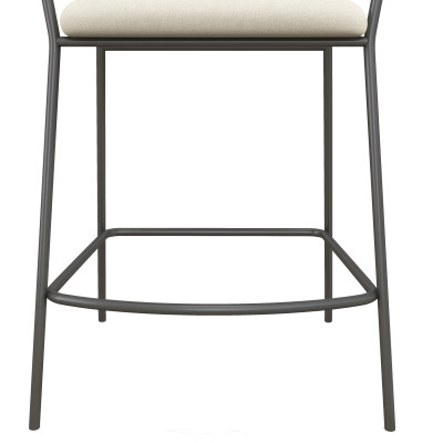 LUCA-Fauteuil de bar en tissu Vanille et métal noir (x2)