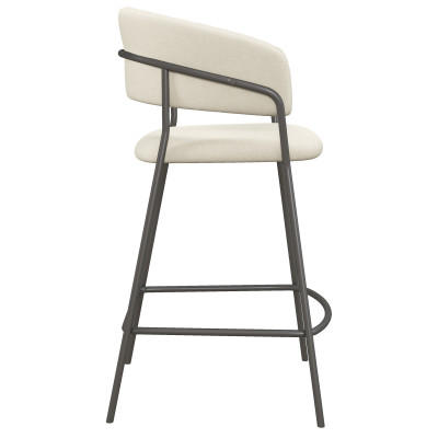 LUCA-Fauteuil de bar en tissu Vanille et métal noir (x2)