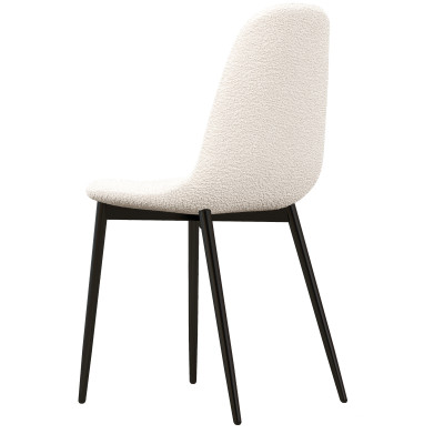SALLY-Silla de tejido rizado crema con patas de metal (x4)