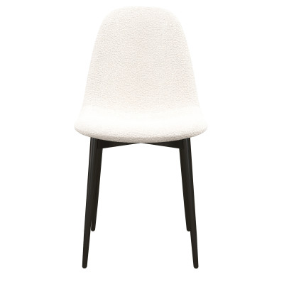 SALLY-Sedia in tessuto riccio ecru con gambe in metallo (x4)