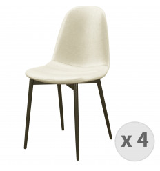 SALLY-Stuhl mit Samtbezug in Vanille und schwarzem Metall (x4)