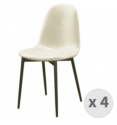 SALLY-Sedia in velluto crema con gambe in metallo (x4)