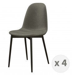 SALLY-Stuhl mit Samtbezug in Grau und schwarzem Metall (x4)