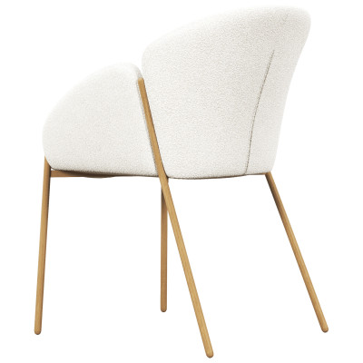 CANDICE-Chaise en tissu bouclé Ecru et métal bois (x2)