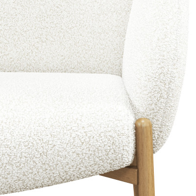 CANDICE-Chaise en tissu bouclé Ecru et métal bois (x2)